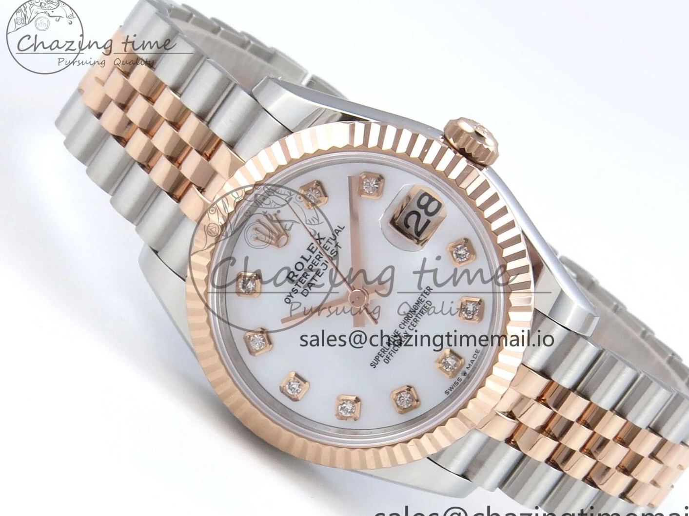 MiroTime 0103 QuickDry DateJust 31 278271 ARF 1:1 Best Edition 904L Steel White MOP Diamonds Dial on SS RG Jubilee Bracelet ETA 517